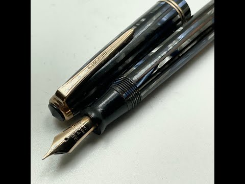 Parker Vacumatic Striped Duofold Blue Fountain Pen Restored 1940