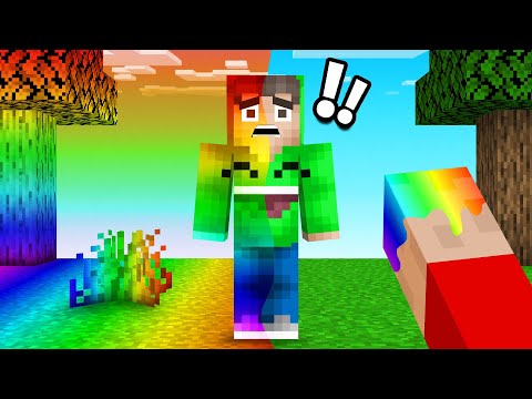 Minecraft But Everything I Touch BECOMES RAINBOW!
