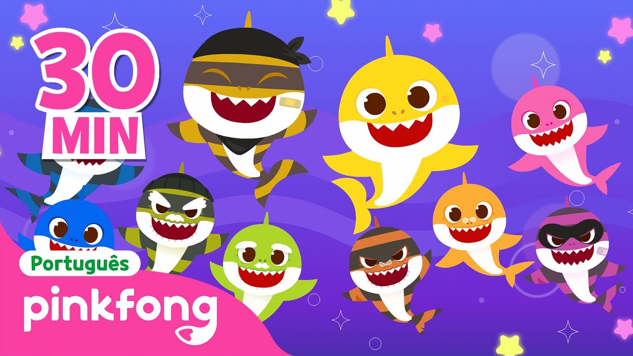 A Família Tubarão de Ladrões | Esconde | +Compilação | Pinkfong, Bebê Tubarão! Canções para Crianças