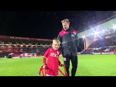 Cerebral palsy sufferer Oskar Pycroft takes first steps onto Bristol City pitch