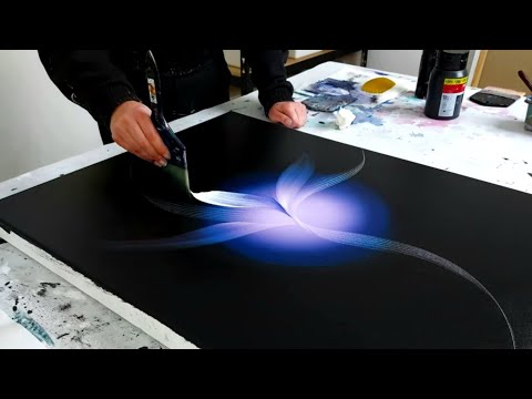 WOW! Cosmic Flower in a Midnight Glow | Acrylic Painting step-by -step