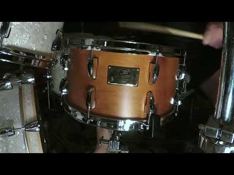 Double A drums 7.5x14" custom snare drum, pearl masters custom extra shell in burnt amber w/ video image 12