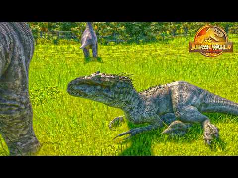 Indominus Rex vs Brachiosaurus | Massive Dinosaur Battle in Jurassic World Evolution 2