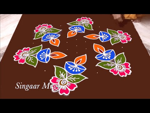 Karthigai Deepam Special Rangoli | Colourful Diya Rangoli | Diya muggulu | Pandaga muggulu 11X6 dots