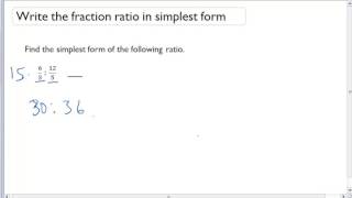Write the fraction ratio in simplest form
