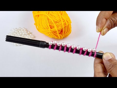 It's so Cute !! Super Easy Woolen Flower Making Trick using Pencil - Hand Embroidery Amazing Flowers