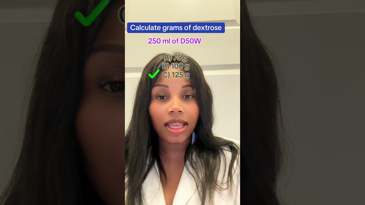 Calculate grams of dextrose from D50W #pharmacystudent #nursingschool #dosagecalculation