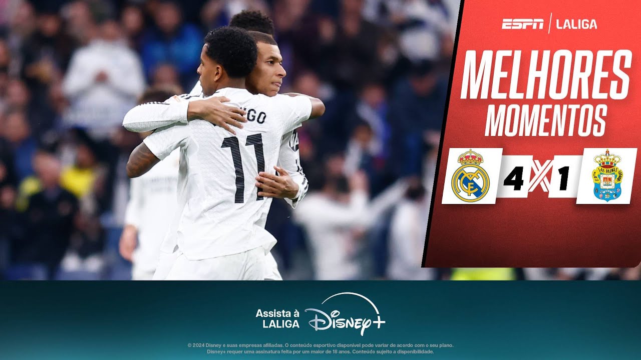 MBAPPÉ dá show, RODRYGO também brilha, e REAL MADRID goleia o LAS PALMAS de virada por LALIGA