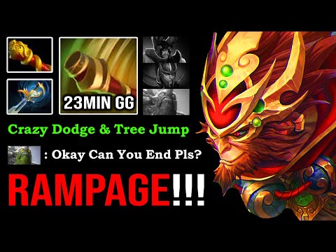 AMAZING WUKONG COMMAND 20MIN RAMPAGE Solo Mid Monkey King Crazy Tree Jump & Dodge Lord DotA 2