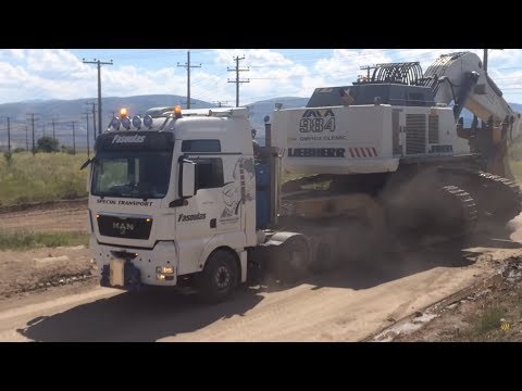 Transporting The Huge Liebherr 984 Excavator 130 Tones By Side - Fasoulas Heavy Transports