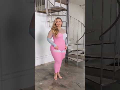 Curvy Sense - Pink Sweetheart Mesh Jumpsuit 💖 #shorts  #fashion  #beauty #fashionstyle #style