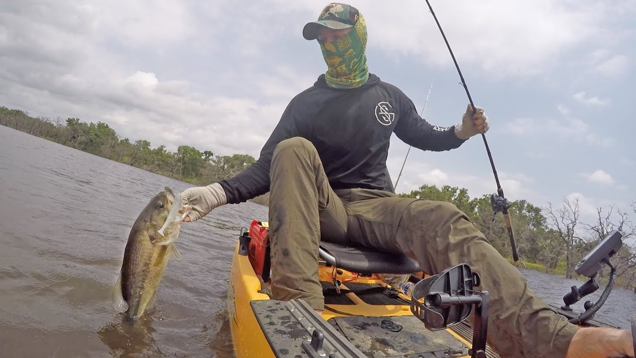 Kayak Bass Fishing with Jigs in Tree Tops