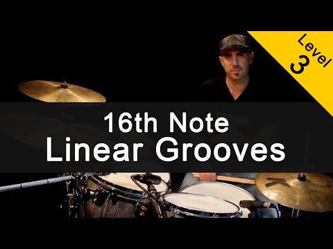 [FUNK] 16th Note Linear Grooves Drum Lesson [Intermediate]