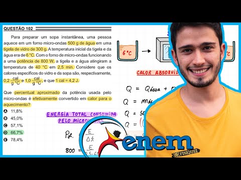 ENEM 2018 PPL - To prepare an instant soup, a person heats 500 g in a microwave oven