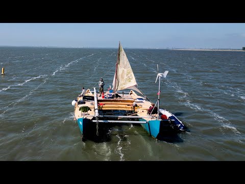 I Finally Sailed My Project Catamaran to A Boatyard! (with a dinghy mast) | Wildling Sailing