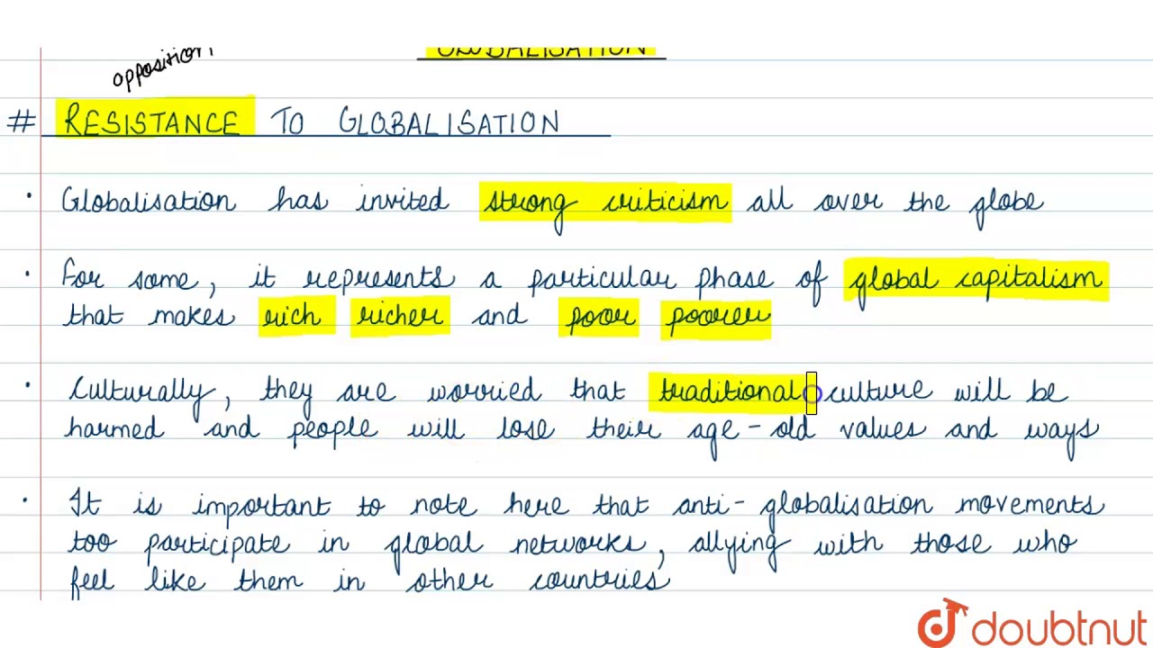 RESISTANCE TO GLOBALISATION