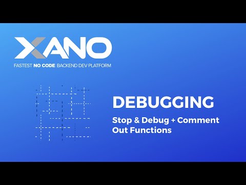 Xano - Stop & Debug + Comment Out Functions