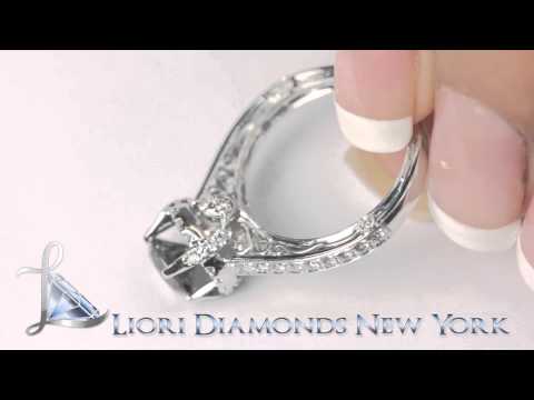BDR-123 - 2.11 Carat Certified Natural Black Diamond Engagement Ring 18K Vintage Style