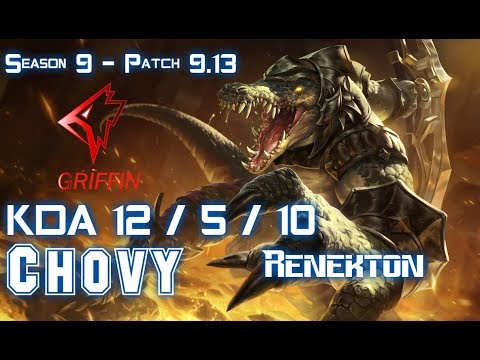 GRF Chovy RENEKTON vs QIYANA Mid - Patch 9.13 KR Ranked