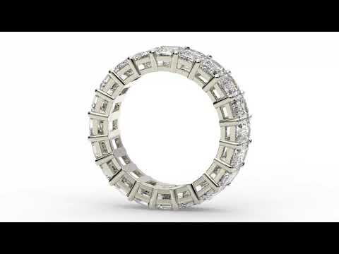 Eternity Ring with Prong Set Emerald Cut Diamonds - Emerald Cut Diamond Eternity Band