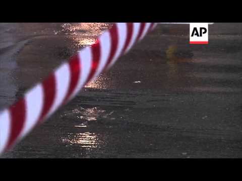 Day pictures of scene after pre-dawn gun attack on Israeli embassy