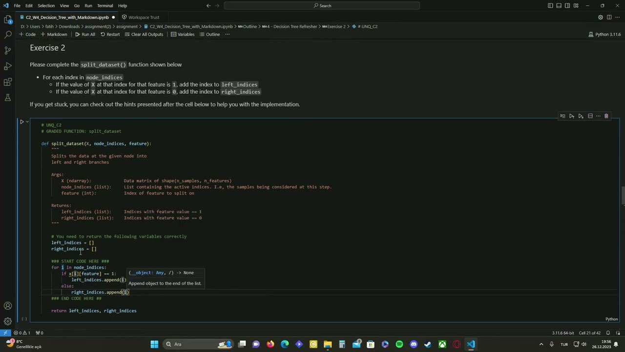 Programming Exercise 6 Decision Trees