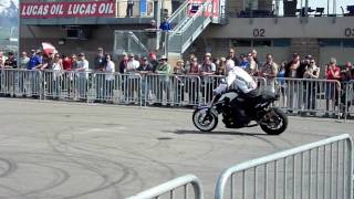 The bmw motorcycle stunt team put on a show at the miller motorsports park world superbike round in the team put on a heck of a show on a..