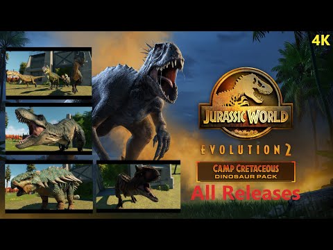 Camp Cretaceous DLC All Dinosaur Release Animation - Jurassic World Evolution 2 (4K)