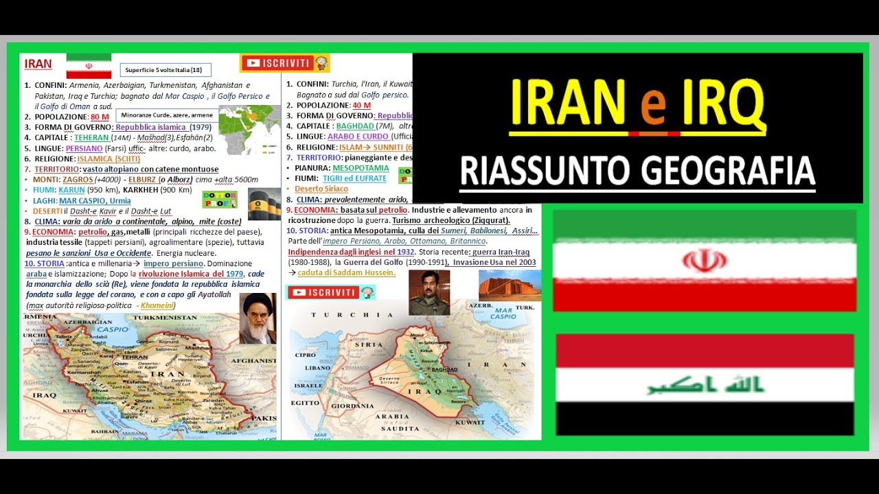 🇮🇷 IRAN e  🇮🇶 IRAQ geografia sintesi