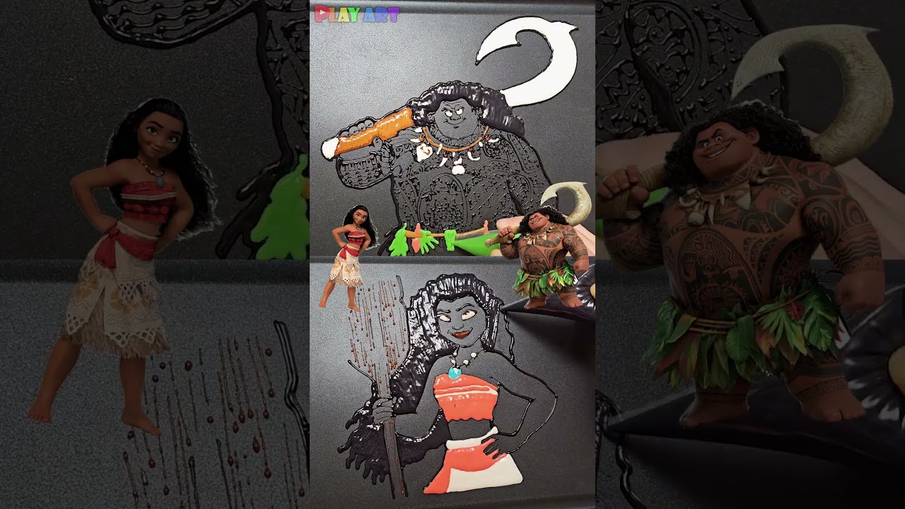 Moana & Maui Pancake art challenge (Disney Moana 2), #shrots