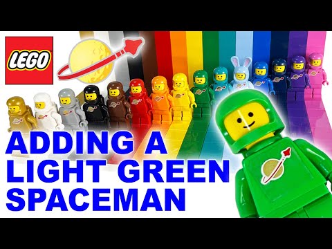 Adding a Light Green spaceman - Every LEGO Classic Space Minifigure - All 16 colours