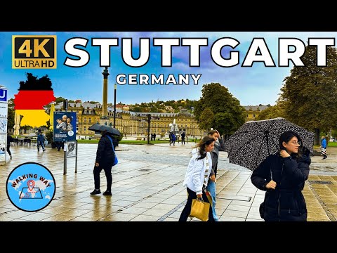 Stuttgart, Germany Rainy Walk 🌨☂ - 4K 60fps with Immersive Sound & Captions