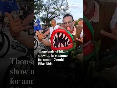 Thousands of bikers show up in costume for annual Zombie Bike Ride