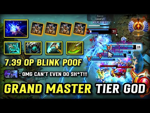 GRAND MASTER TIER GOD MID Meepo | Aghs Scepter Item Build | Beautiful Blink Poof | 7.39 DOTA