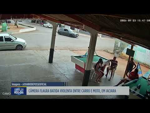 Câmera registra acidente entre carro e moto em Iaciara