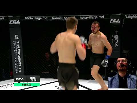 Commentator booth: Daniel Austin reacting to Artiom Livadari vs Fatih Erman . Presented by HORA.