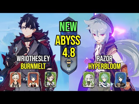 C0 Wriothesley BurnMelt & C6 Razor Hyperbloom | Spiral Abyss 4.8 | Genshin Impact