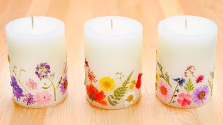 DIY Pressed Flower Candles | How to Make Dried Flower Candles
