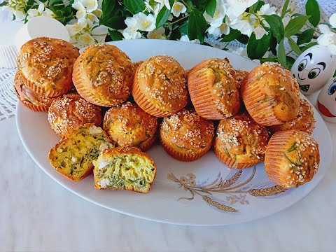 savory muffins with spinach and cheese, soft as a sponge and the next day,