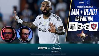 VINI MOURA E ZÉ ELIAS FORAM À LOUCURA NO EMPATE ENTRE SANTOS E SAN LORENZO | REACT ESPN