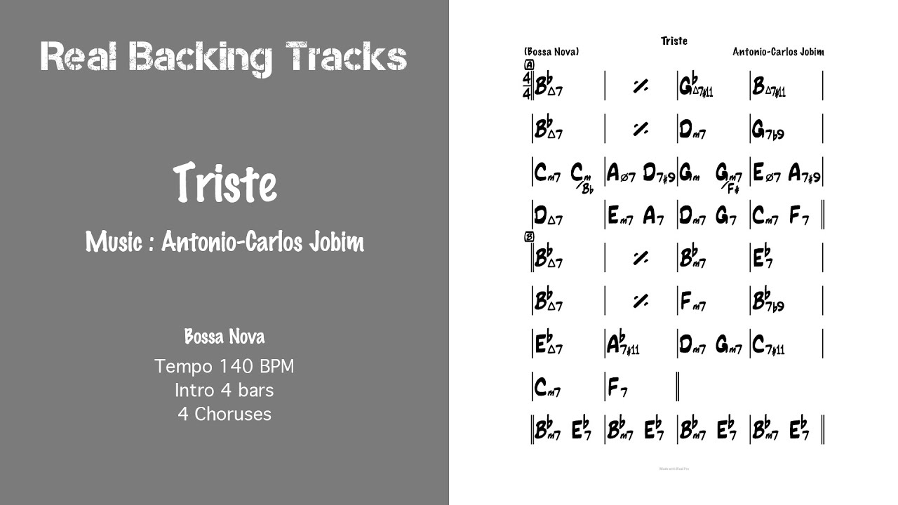 Triste - Real Jazz Backing Track - Play Along