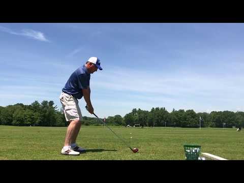Hitting a 1951 MacGregor 693T Persimmon driver, owned by Tom Kite