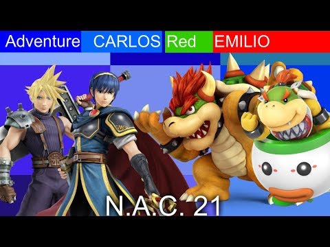 N.A.C 21 - Adventure&Carlos (Cloud&Marth) vs Red&EMILIO (Bowser&Jr.) - Doubles Pools - Smash 4