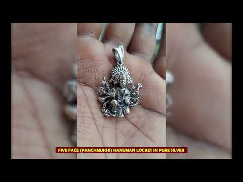Five Face (Panchmukhi) Hanuman Locket in Pure Silver video