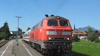 preview picture of video 'Germany: DB Railways Class 218 Rabbit leaves Fischen (Oberallgau district, Bavaria) for Oberstdorf'