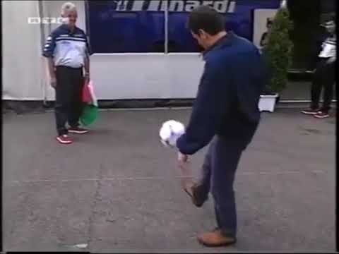 1998 F1 French GP - Esteban Tuero show football skill and watch World Cup game