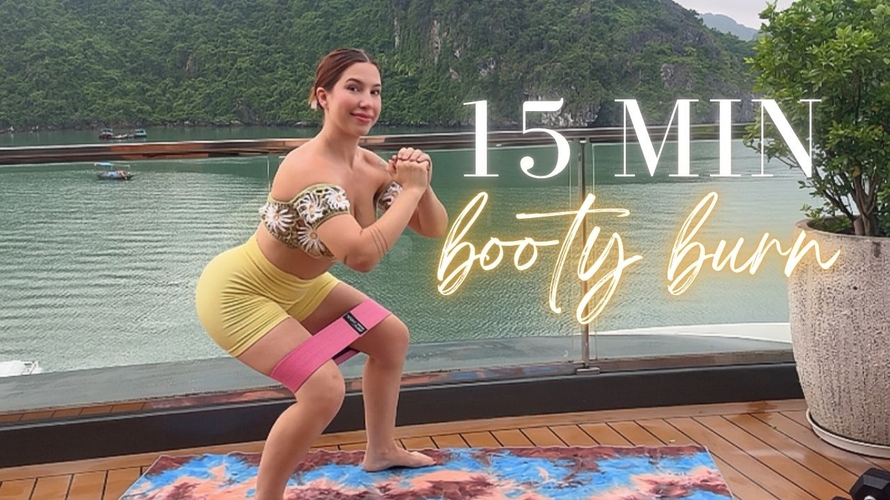 15 Minute Booty Burn in Vietnam 🍑 Glute Workout with Band + Dumbbell