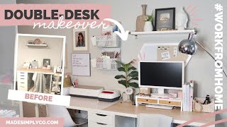 Home Office TRANSFORMATION + Craft Station! | Double-Desk DIY and Setup