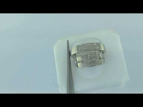 Bridal & Groom 10K White Gold Diamond Engagement Bridal Wedding Trio Ring Set