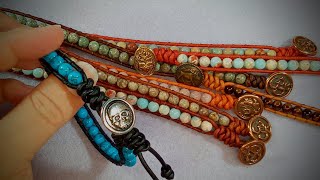Leather Bracelet Tutorial with Snake Knots and Tierra Cast Buttons